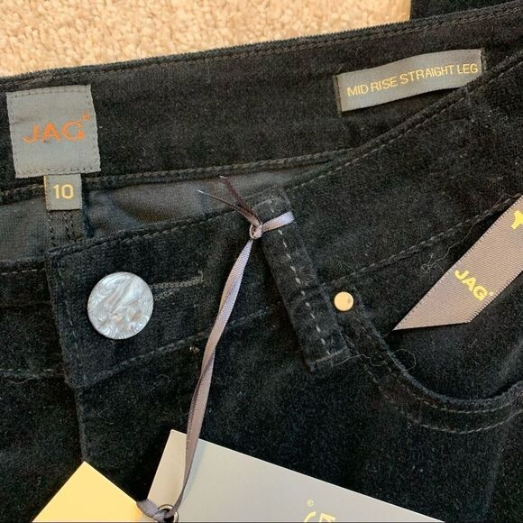 JAG New with tag Black velvet mid rise straight leg pants size 10 - Picture 6 of 12